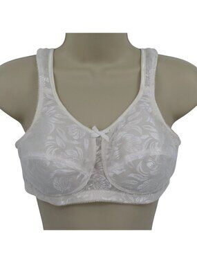 VTG Amoena 34B Bra 2133 Elegant Contours White Floral Flower Wireless Bra NEW